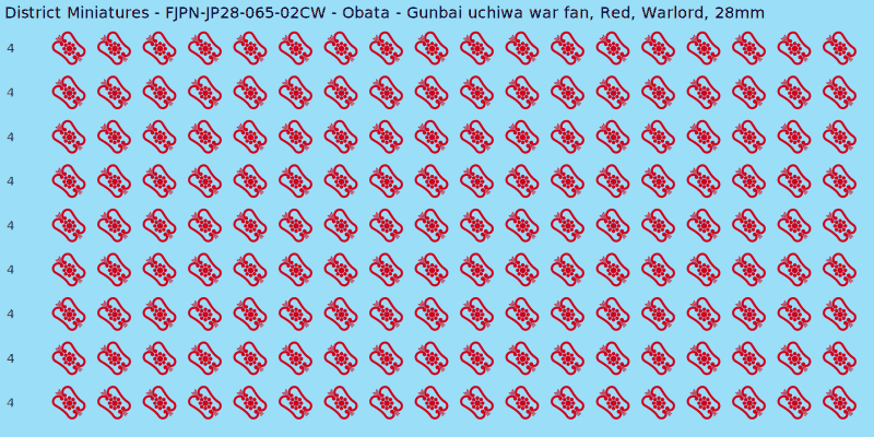 Obata clan mon, Red waterslide decal sheet, Warlord banner sizes, 28mm
