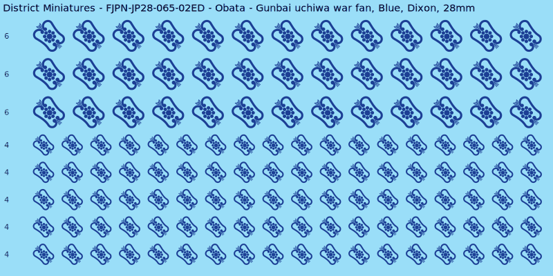 Obata clan mon, Blue waterslide decal sheet, Dixon banner sizes, 28mm