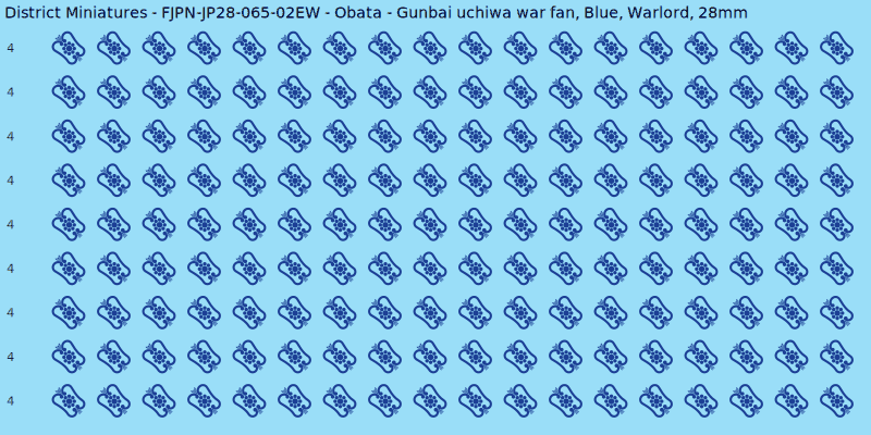 Obata clan mon, Blue waterslide decal sheet, Warlord banner sizes, 28mm