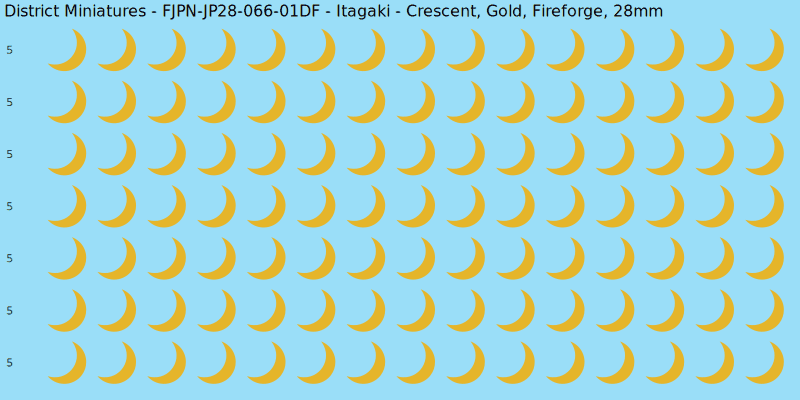 Itagaki clan mon, Yellow/Gold waterslide decal sheet, Fireforge banner sizes, 28mm