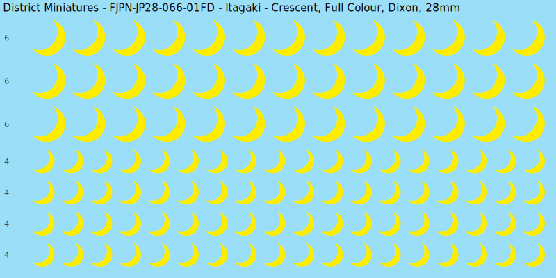 Itagaki clan mon, Full Colour waterslide decal sheet, Dixon banner sizes, 28mm