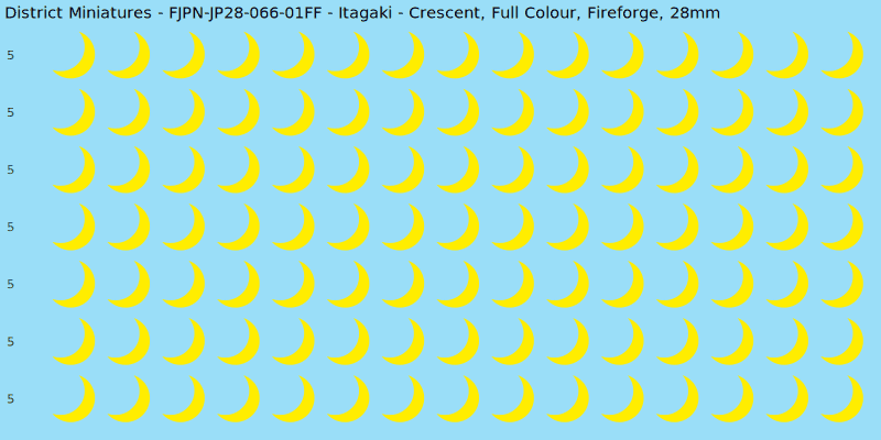 Itagaki clan mon, Full Colour waterslide decal sheet, Fireforge banner sizes, 28mm