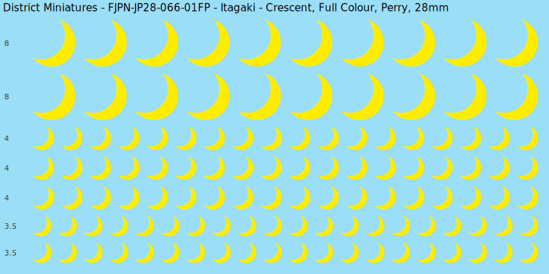 Itagaki clan mon, Full Colour waterslide decal sheet, Perry banner sizes, 28mm