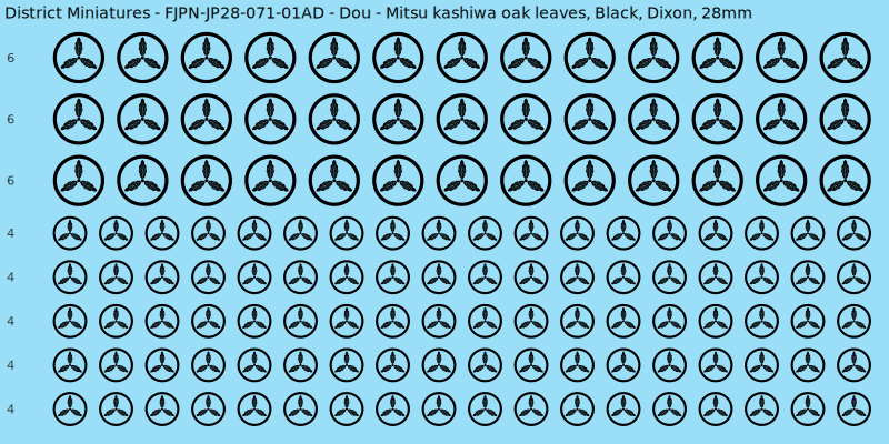 Dou clan mon, Black waterslide decal sheet, Dixon banner sizes, 28mm