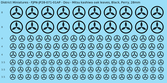 Dou clan mon, Black waterslide decal sheet, Perry banner sizes, 28mm