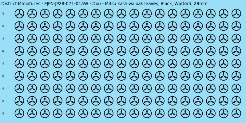 Dou clan mon, Black waterslide decal sheet, Warlord banner sizes, 28mm