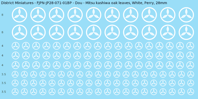 Dou clan mon, White waterslide decal sheet, Perry banner sizes, 28mm