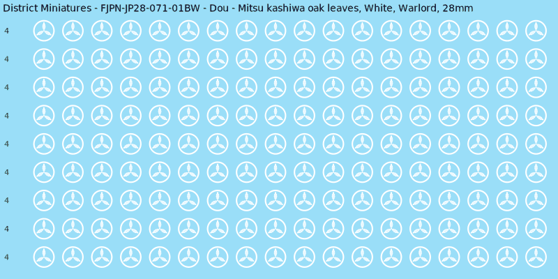 Dou clan mon, White waterslide decal sheet, Warlord banner sizes, 28mm