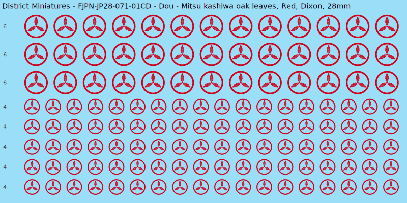 Dou clan mon, Red waterslide decal sheet, Dixon banner sizes, 28mm