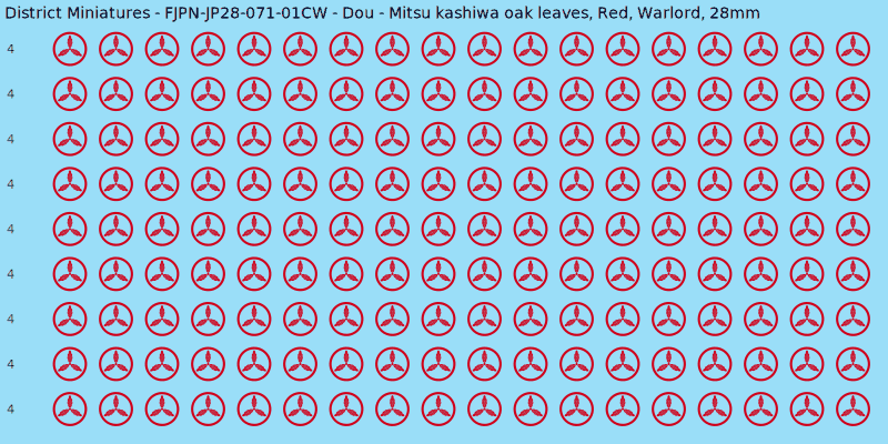 Dou clan mon, Red waterslide decal sheet, Warlord banner sizes, 28mm