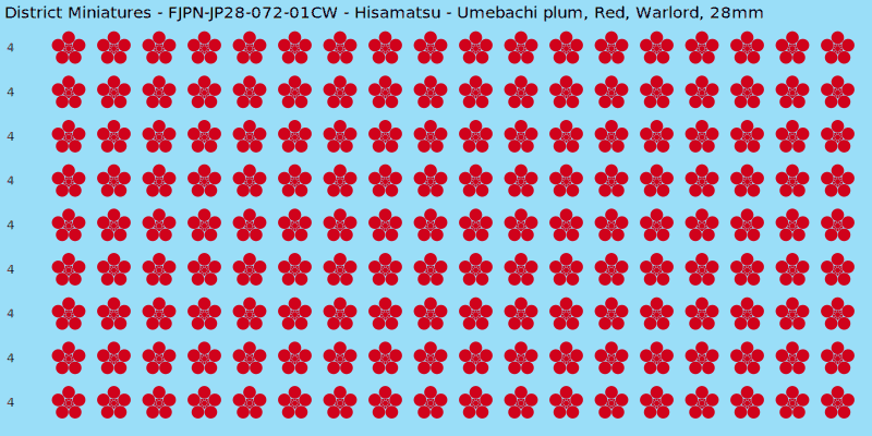 Hisamatsu clan mon, Red waterslide decal sheet, Warlord banner sizes, 28mm