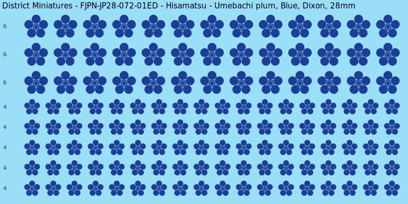 Hisamatsu clan mon, Blue waterslide decal sheet, Dixon banner sizes, 28mm
