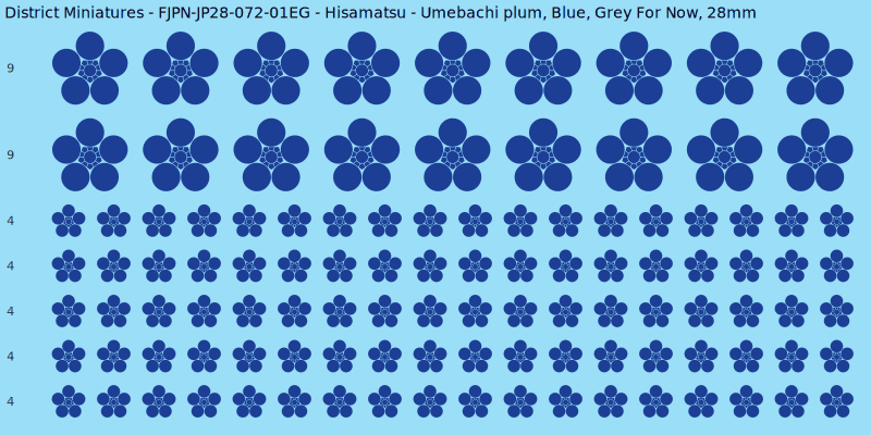 Hisamatsu clan mon, Blue waterslide decal sheet, Grey For Now banner sizes, 28mm