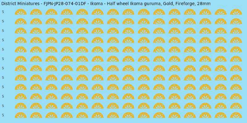 Ikoma clan mon, Yellow/Gold waterslide decal sheet, Fireforge banner sizes, 28mm