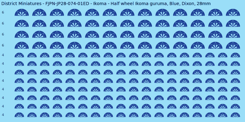 Ikoma clan mon, Blue waterslide decal sheet, Dixon banner sizes, 28mm