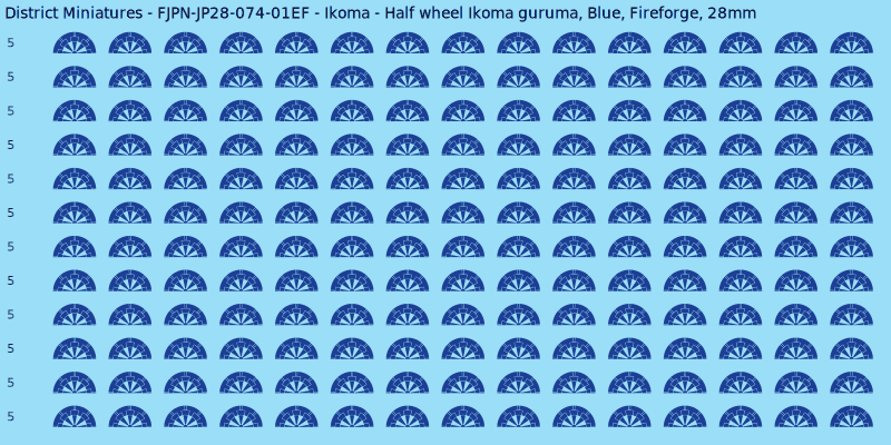 Ikoma clan mon, Blue waterslide decal sheet, Fireforge banner sizes, 28mm