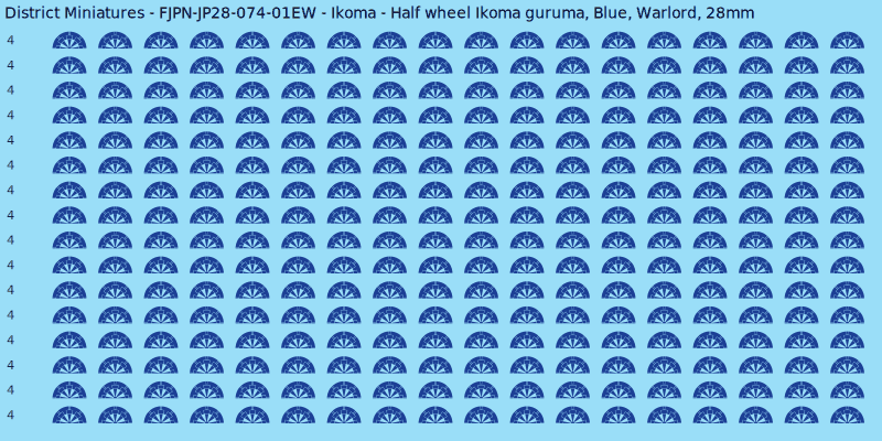 Ikoma clan mon, Blue waterslide decal sheet, Warlord banner sizes, 28mm