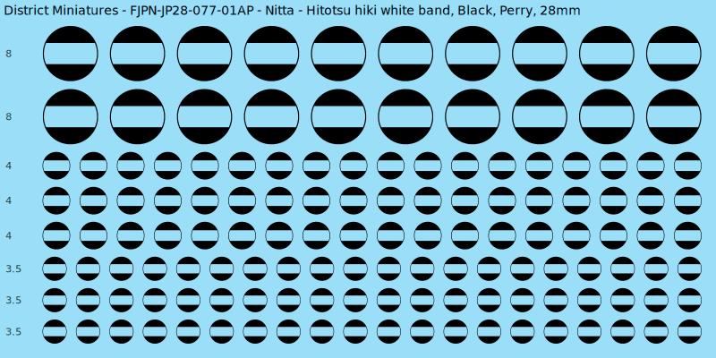 Nitta clan mon, Black waterslide decal sheet, Perry banner sizes, 28mm