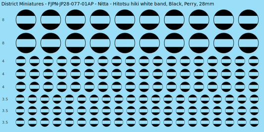Nitta clan mon, Black waterslide decal sheet, Perry banner sizes, 28mm