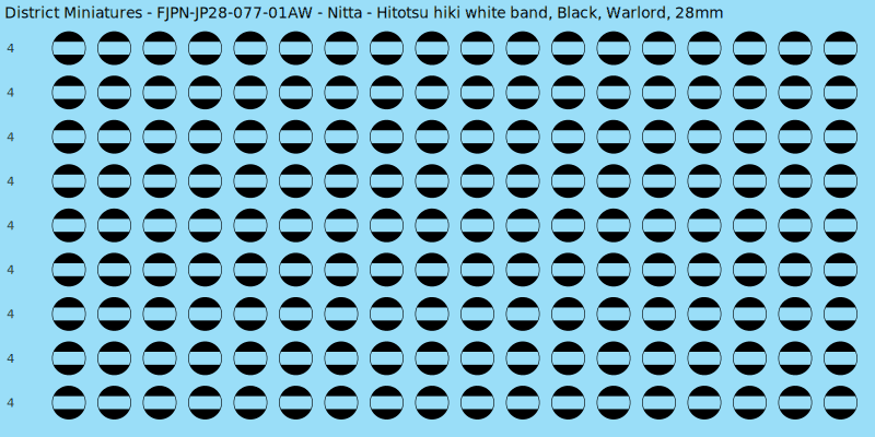 Nitta clan mon, Black waterslide decal sheet, Warlord banner sizes, 28mm