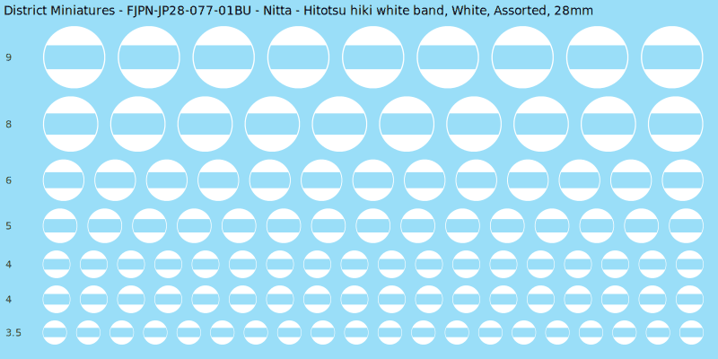 Nitta clan mon, Hitotsu hiki white band, White waterslide decal sheet, 28mm