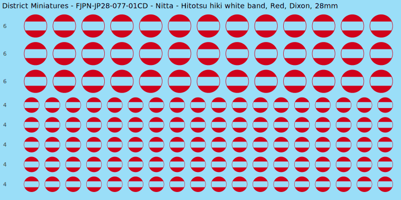 Nitta clan mon, Red waterslide decal sheet, Dixon banner sizes, 28mm
