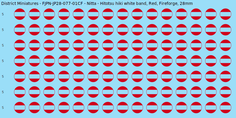 Nitta clan mon, Red waterslide decal sheet, Fireforge banner sizes, 28mm