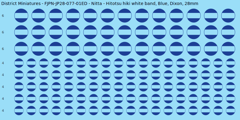 Nitta clan mon, Blue waterslide decal sheet, Dixon banner sizes, 28mm