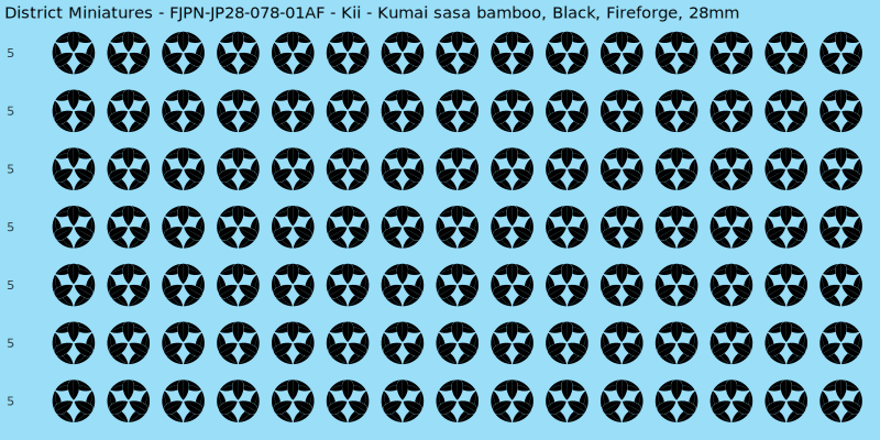 Kii clan mon, Black waterslide decal sheet, Fireforge banner sizes, 28mm