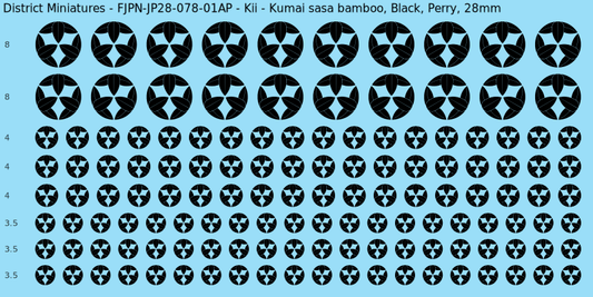 Kii clan mon, Black waterslide decal sheet, Perry banner sizes, 28mm