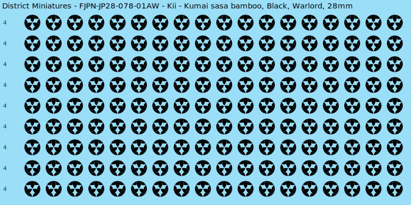 Kii clan mon, Black waterslide decal sheet, Warlord banner sizes, 28mm