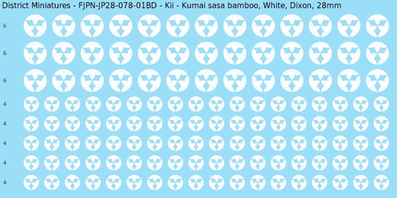 Kii clan mon, White waterslide decal sheet, Dixon banner sizes, 28mm
