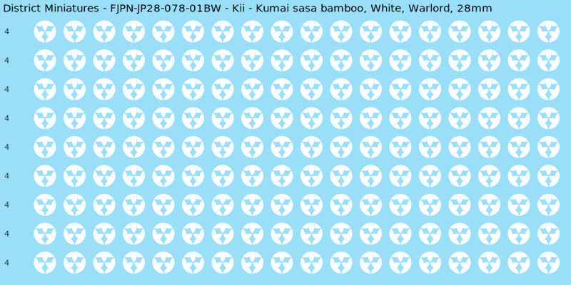 Kii clan mon, White waterslide decal sheet, Warlord banner sizes, 28mm