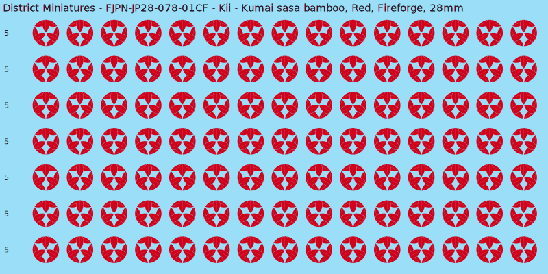 Kii clan mon, Red waterslide decal sheet, Fireforge banner sizes, 28mm