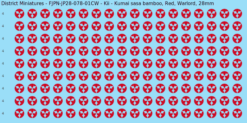 Kii clan mon, Red waterslide decal sheet, Warlord banner sizes, 28mm