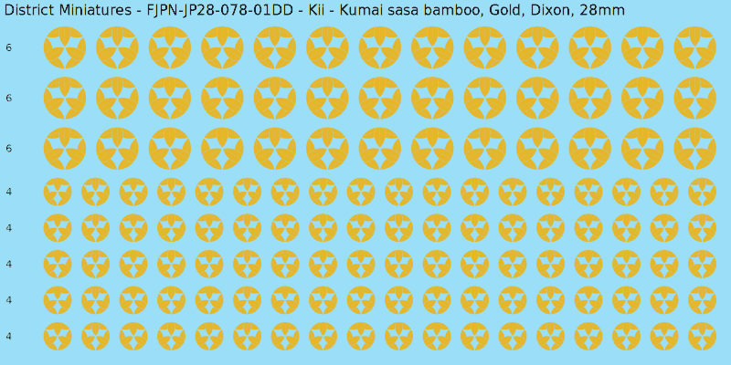 Kii clan mon, Yellow/Gold waterslide decal sheet, Dixon banner sizes, 28mm