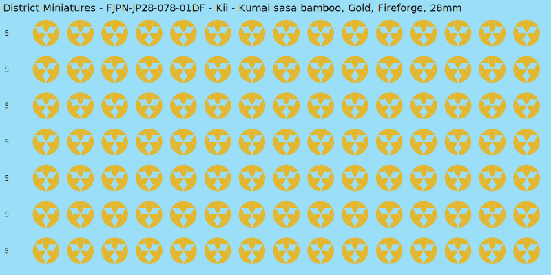 Kii clan mon, Yellow/Gold waterslide decal sheet, Fireforge banner sizes, 28mm