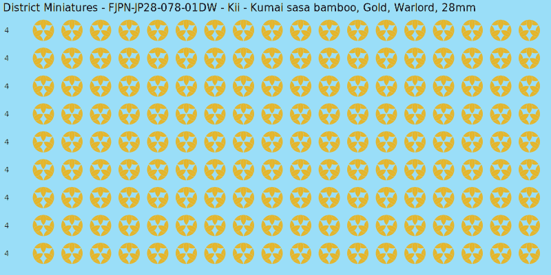 Kii clan mon, Yellow/Gold waterslide decal sheet, Warlord banner sizes, 28mm