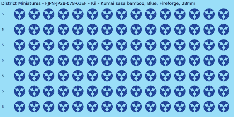 Kii clan mon, Blue waterslide decal sheet, Fireforge banner sizes, 28mm