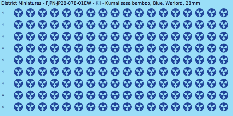 Kii clan mon, Blue waterslide decal sheet, Warlord banner sizes, 28mm