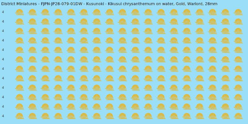 Kusunoki clan mon, Yellow/Gold waterslide decal sheet, Warlord banner sizes, 28mm