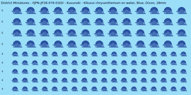 Kusunoki clan mon, Blue waterslide decal sheet, Dixon banner sizes, 28mm