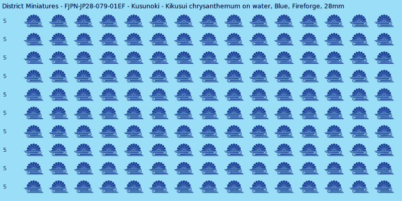Kusunoki clan mon, Blue waterslide decal sheet, Fireforge banner sizes, 28mm