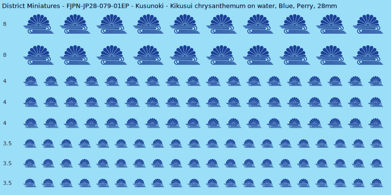 Kusunoki clan mon, Blue waterslide decal sheet, Perry banner sizes, 28mm