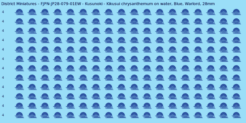 Kusunoki clan mon, Blue waterslide decal sheet, Warlord banner sizes, 28mm
