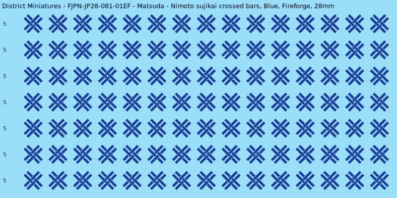 Matsuda Clan mon, Blue waterslide decal sheet, Fireforge banner sizes, 28mm