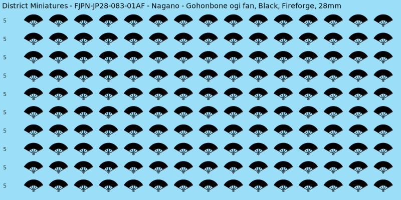 Nagano clan mon, Black waterslide decal sheet, Fireforge banner sizes, 28mm