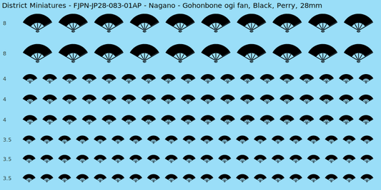 Nagano clan mon, Black waterslide decal sheet, Perry banner sizes, 28mm