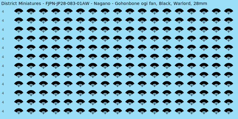Nagano clan mon, Black waterslide decal sheet, Warlord banner sizes, 28mm