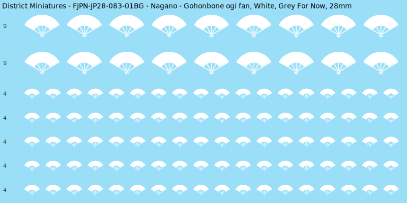 Nagano clan mon, White waterslide decal sheet, Grey For Now banner sizes, 28mm
